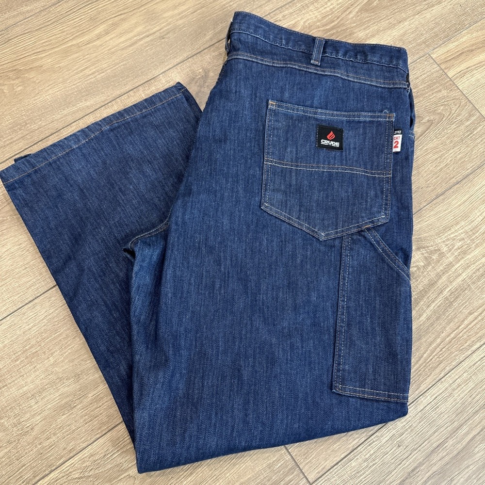 Crude FR Flame Resistant Jeans 2112 CAT 2 44x30 Blue Denim EUC